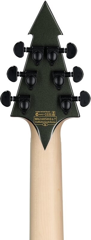 Wylde Audio Warhammer FR Electric Guitar, Norse Dragon BE Green, Headstock Straight Back