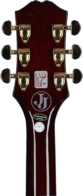 Epiphone Jerry Cantrell Wino Les Paul Custom Electric Guitar (with Case), Wine Red, Headstock Straight Back