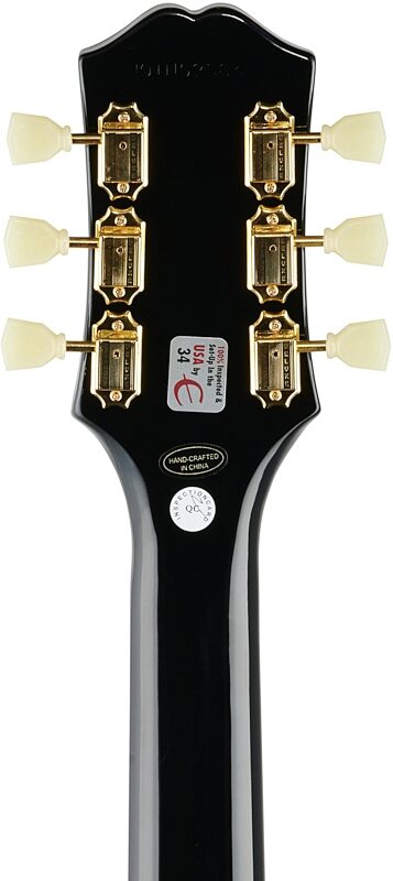 Epiphone SG Custom Electric Guitar, Ebony, Gold Hardware, Headstock Straight Back