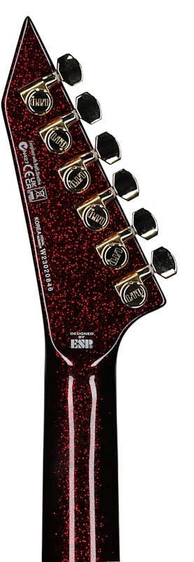 ESP LTD Kirk Hammett KH-V Electric Guitar (with Case), Red Sparkle, Headstock Straight Back