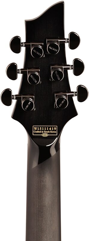 Schecter Hellraiser Hybrid PT Electric Guitar, Transparent Black Burst, Headstock Straight Back