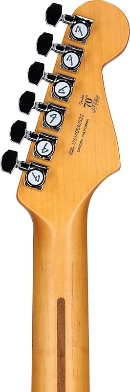 Fender American Ultra II Stratocaster Electric Guitar, Left-Handed (Ebony Fingerboard, with Case), Ultraburst, Headstock Straight Back
