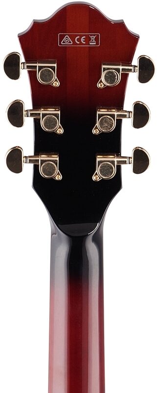 Ibanez Artstar AM153QA Semi-Hollowbody Electric Guitar (with Case), Dark Brown Sunburst, Headstock Straight Back