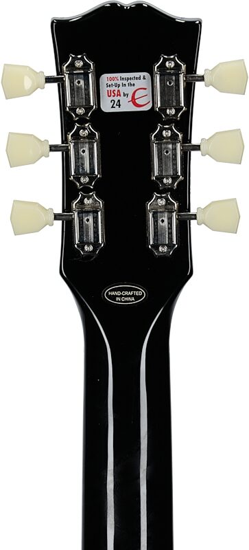 Epiphone J-180 LS Acoustic-Electric Guitar (with Case), Ebony, Headstock Straight Back