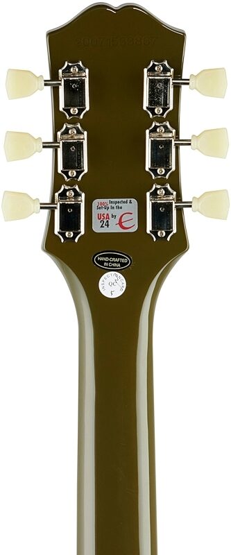 Epiphone Exclusive SG Standard '61 Maestro Vibrola Electric Guitar, Olive Drab Green, Headstock Straight Back