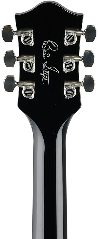 Gretsch G6120T-BSNSH Pro Brian Setzer Signature Electric Guitar (with Case), Black Lacquer, Headstock Straight Back