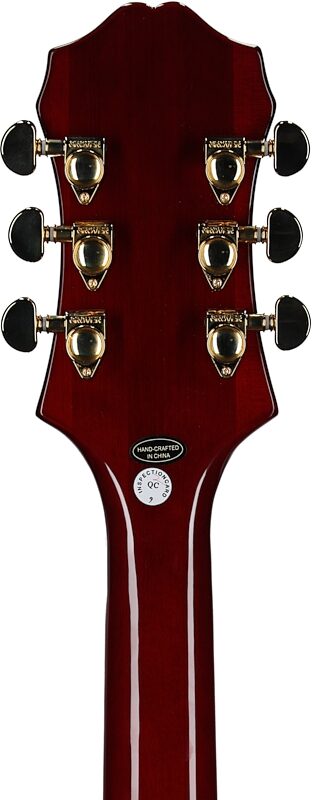 Epiphone Broadway Archtop Hollowbody Electric Guitar (with Gig Bag), Wine Red, Headstock Straight Back