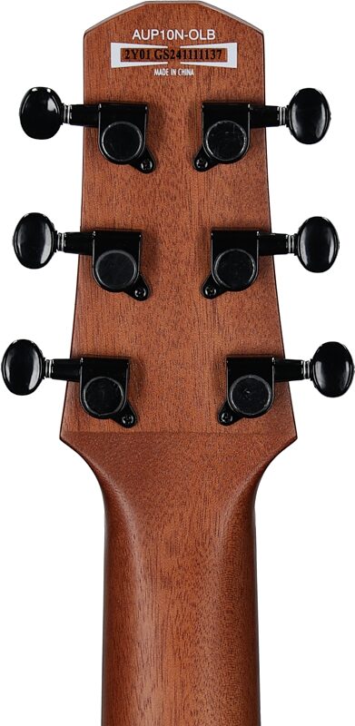 Ibanez AUP10N Tenor Ukulele (with Gig Bag), Open Pore Light Brown Sunburst, Headstock Straight Back