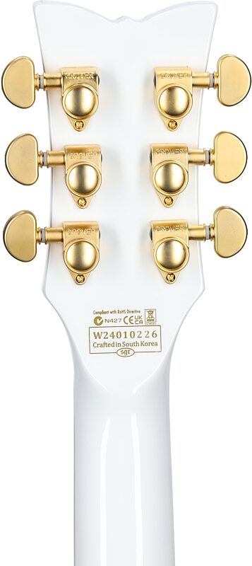 Schecter Zacky Vengeance H6LLYW66D Electric Guitar, Left-Handed, Gloss White, Headstock Straight Back