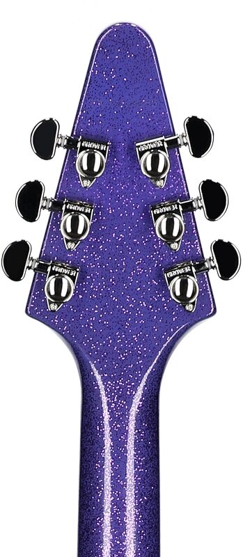 Epiphone Exclusive Flying V Electric Guitar, Purple Sparkle, Headstock Straight Back