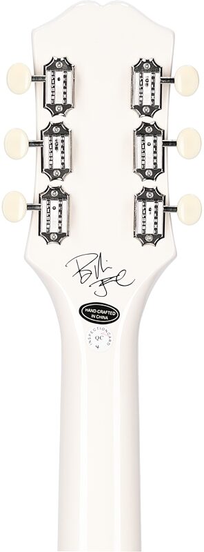 Epiphone Billie Joe Armstrong Les Paul Junior Electric Guitar (with Case), White, Headstock Straight Back
