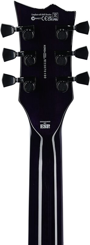 ESP LTD EC-1000-QM Electric Guitar, See-Thru Purple Sunburst, Headstock Straight Back