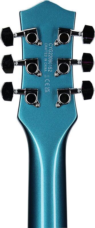 Gretsch G5222 Electromatic Double Jet BT Electric Guitar, Ocean Turquoise, Headstock Straight Back