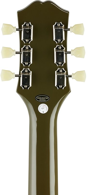 Epiphone Exclusive ES-335 Electric Guitar, Olive Drab Green, Headstock Straight Back