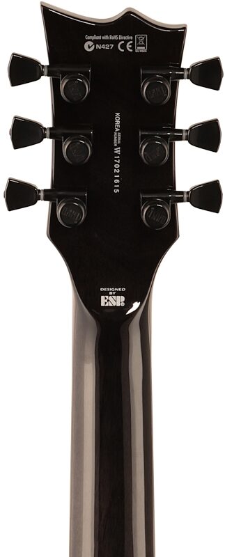ESP LTD EC-1000 Piezo QM Electric Guitar, See Thru Black, Headstock Straight Back