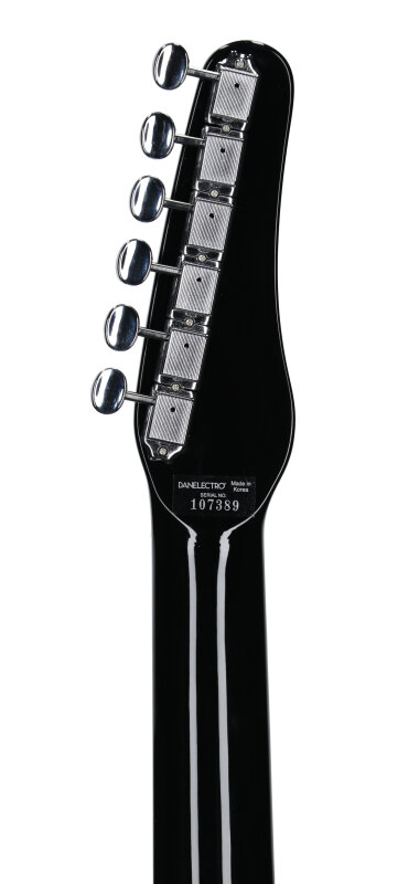 Danelectro 56 Baritone Electric Guitar, Left-Handed, Black, Headstock Straight Back