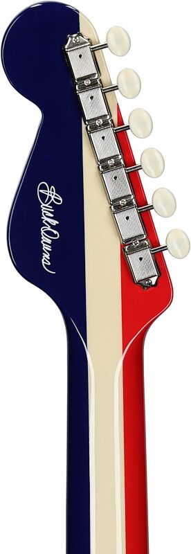 Fender Buck Owens Kingman Acoustic-Electric Guitar (with Case), Red White and Blue, Headstock Straight Back