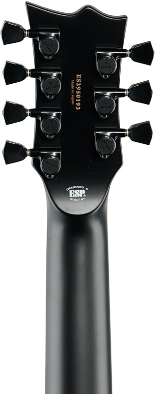 ESP E-II EC7 Evertune Electric Guitar (with Case), Black Satin, Headstock Straight Back