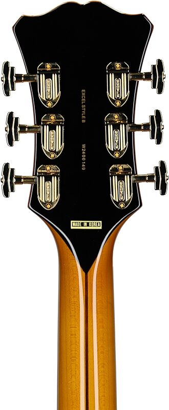 D'Angelico Excel Style B Archtop Electric Guitar (with Case), Amber, Headstock Straight Back