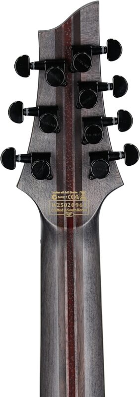 Schecter C-7 Multiscale SLS Elite Evil Twin Electric Guitar, Satin Black, Headstock Straight Back