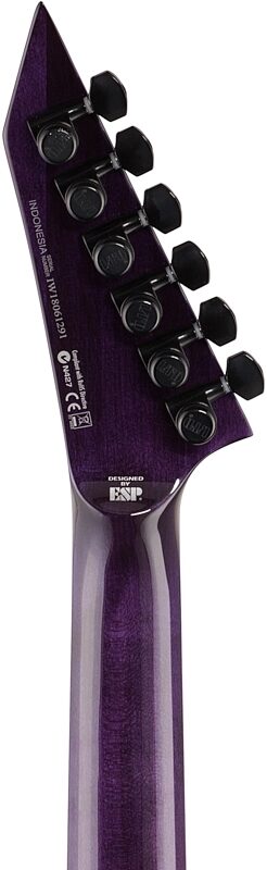 ESP LTD MH-1000NTQM Electric Guitar, See-Thru Purple, Headstock Straight Back