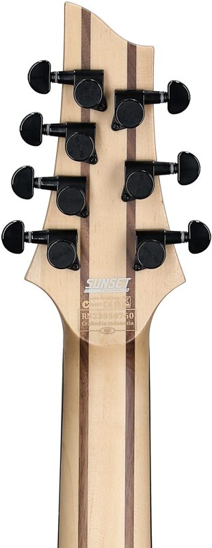Schecter Sunset-7 Triad Electric Guitar, Left-Handed (7-String), Gloss Black, Headstock Straight Back