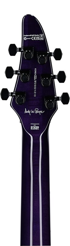 ESP LTD Andy LaRocque ALR-II Electric Guitar (with Case), ST Purple, Headstock Straight Back