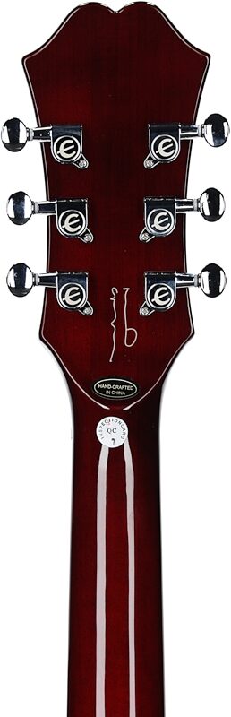 Epiphone Noel Gallagher Riviera Electric Guitar (with Case), Dark Wine Red, Headstock Straight Back