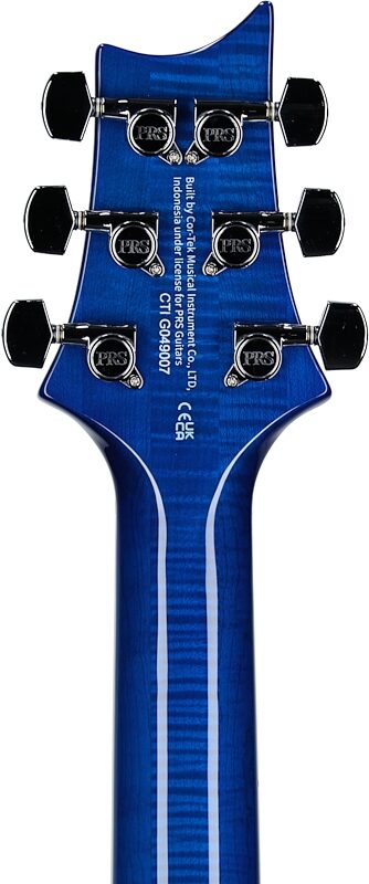 PRS Paul Reed Smith SE Custom 24 Semi-Hollow Piezo Electric Guitar (with Gig Bag), Lake Blue, Headstock Straight Back