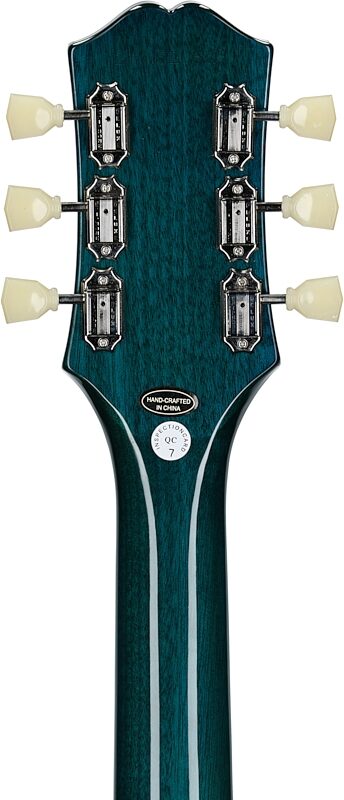 Epiphone Goryo Yuto Les Paul Standard Electric Guitar (with Soft Case), Quilt Blue Burst, Headstock Straight Back