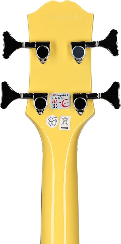 Epiphone Newport Bass Guitar, Sunset Yellow, Headstock Straight Back