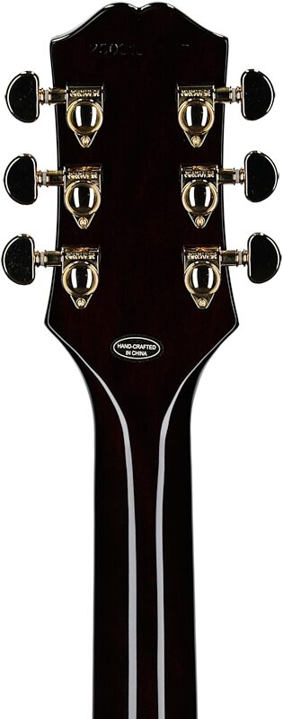 Epiphone Exclusive Les Paul Custom Figured Electric Guitar (with Gig Bag), Root Beer, Headstock Straight Back