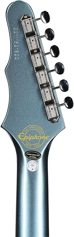 Epiphone 150th Anniversary Wilshire Electric Guitar (with Case), Pacific Blue, Headstock Straight Back