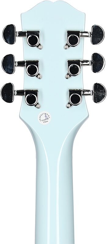 Epiphone Power Player Les Paul Electric Guitar (with Gig Bag), Ice Blue, Headstock Straight Back
