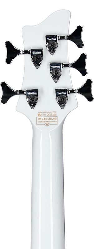 Schecter Stargazer 5 Electric Bass, Gloss White, Headstock Straight Back
