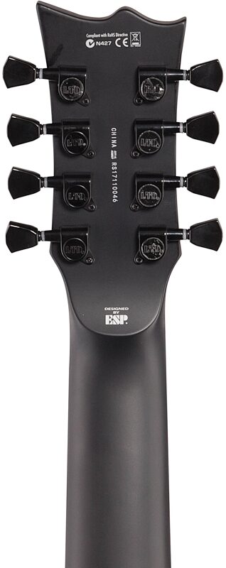 ESP LTD Eclipse EC-258 Electric Guitar, 8-String, Black Satin, Headstock Straight Back