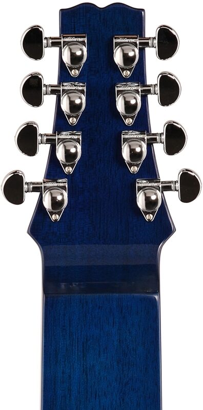 Vorson LT-230-8 Active Lap Steel Guitar, 8-String (with Gig Bag), Transparent Blue Quilt, Headstock Straight Back