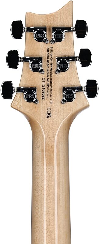 PRS Paul Reed Smith SE Custom 24 Burled Ash Limited Edition Electric Guitar, Swamp Burl Lake Blue, Headstock Straight Back