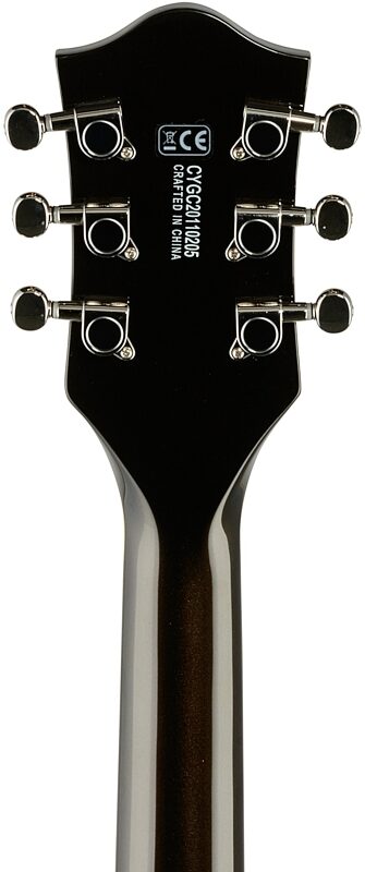 Gretsch G5622 Electromatic Center Block Double-Cut Electric Guitar, Black Gold, Headstock Straight Back