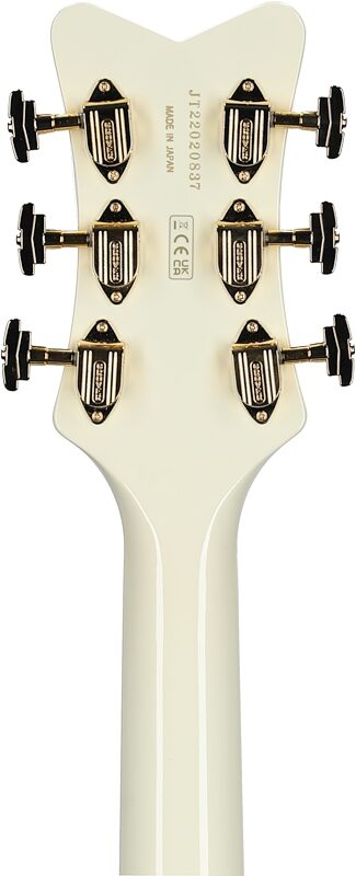 Gretsch G6134T58 Vintage Select 58 Electric Guitar (with Case), Penguin White, Headstock Straight Back