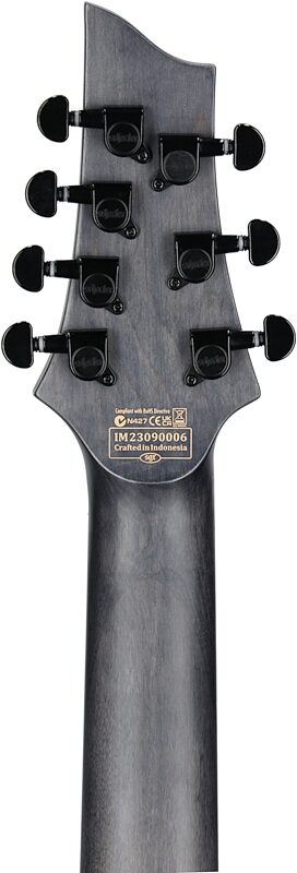 Schecter Omen Elite-7 Multiscale Electric Guitar, 7-String, Charcoal, Headstock Straight Back