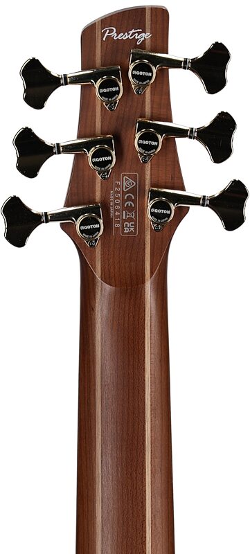 Ibanez SR3506 Prestige Electric Bass, 6-String (with Case), Black, Headstock Straight Back