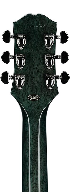 Epiphone Exclusive Inspired by Gibson Les Paul Custom Widow Electric Guitar (with Gig Bag), Peacock Green, Headstock Straight Back