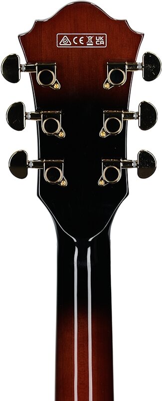 Ibanez AS93QMSP Artcore Electric Guitar, Dark Brown Sunburst, Headstock Straight Back