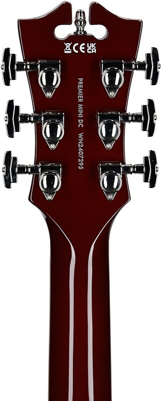 D'Angelico Premier Mini DC Electric Guitar, Burnt Red, Headstock Straight Back