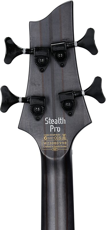 Schecter Stiletto Stealth-4 Pro Electric Bass, Satin Black, Headstock Straight Back