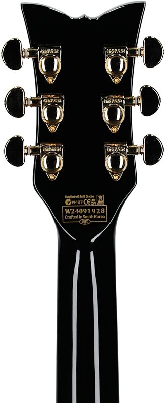 Schecter ZV-H6LLYW66D-S Zacky Vengeance Electric Guitar, Left-Handed, Black, Headstock Straight Back