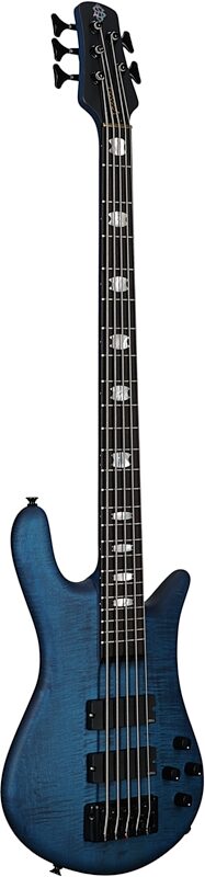 Spector Euro5 LX Electric Bass, 5-String (with Gig Bag), Black and Blue Matte, Serial Number 21NB19081, Body Left Front