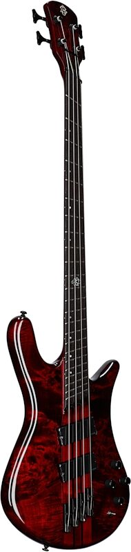 Spector NS Dimension Multi-Scale 4-String Bass Guitar (with Bag), Inferno Red Gloss, Serial Number 21W221774, Body Left Front