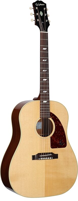 Epiphone USA Texan Acoustic-Electric Guitar (with Case), Antique Natural, Serial Number 20943128, Body Left Front